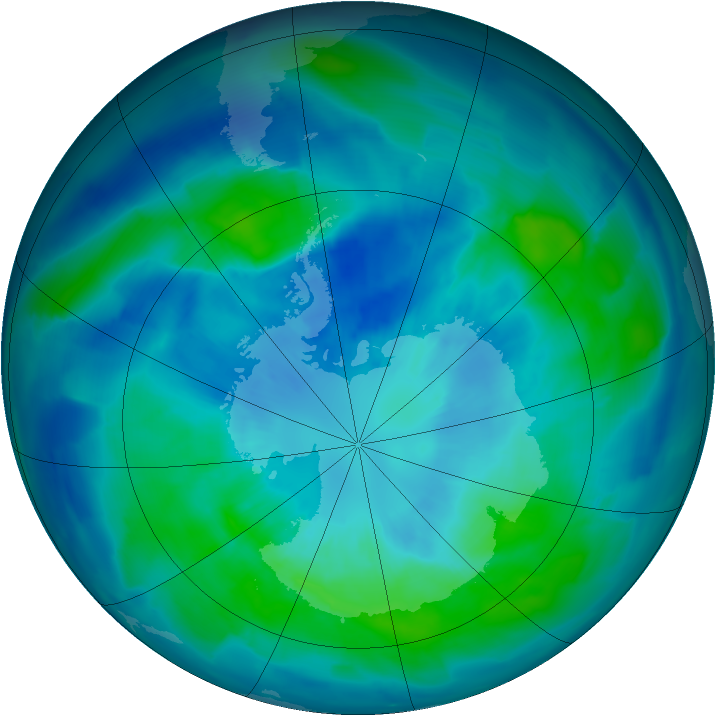 Antarctic ozone map for 27 March 2012